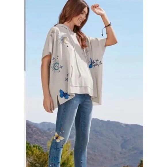 EUC Johnny Was Cashmere Good Vibes Embroidered Hooded Poncho One Size - Picture 1 of 10
